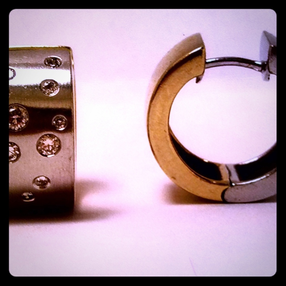 Diamond earrings 14k yellow gold and white gold